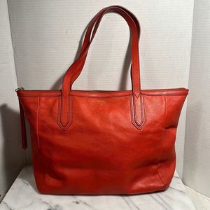 Fossil Sydney shopper real red pebble leather tote